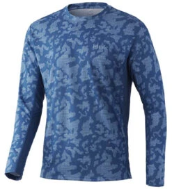 Huk Icon X Running Lakes Long Sleeve Shirt - Titanium Blue - 2X-Large